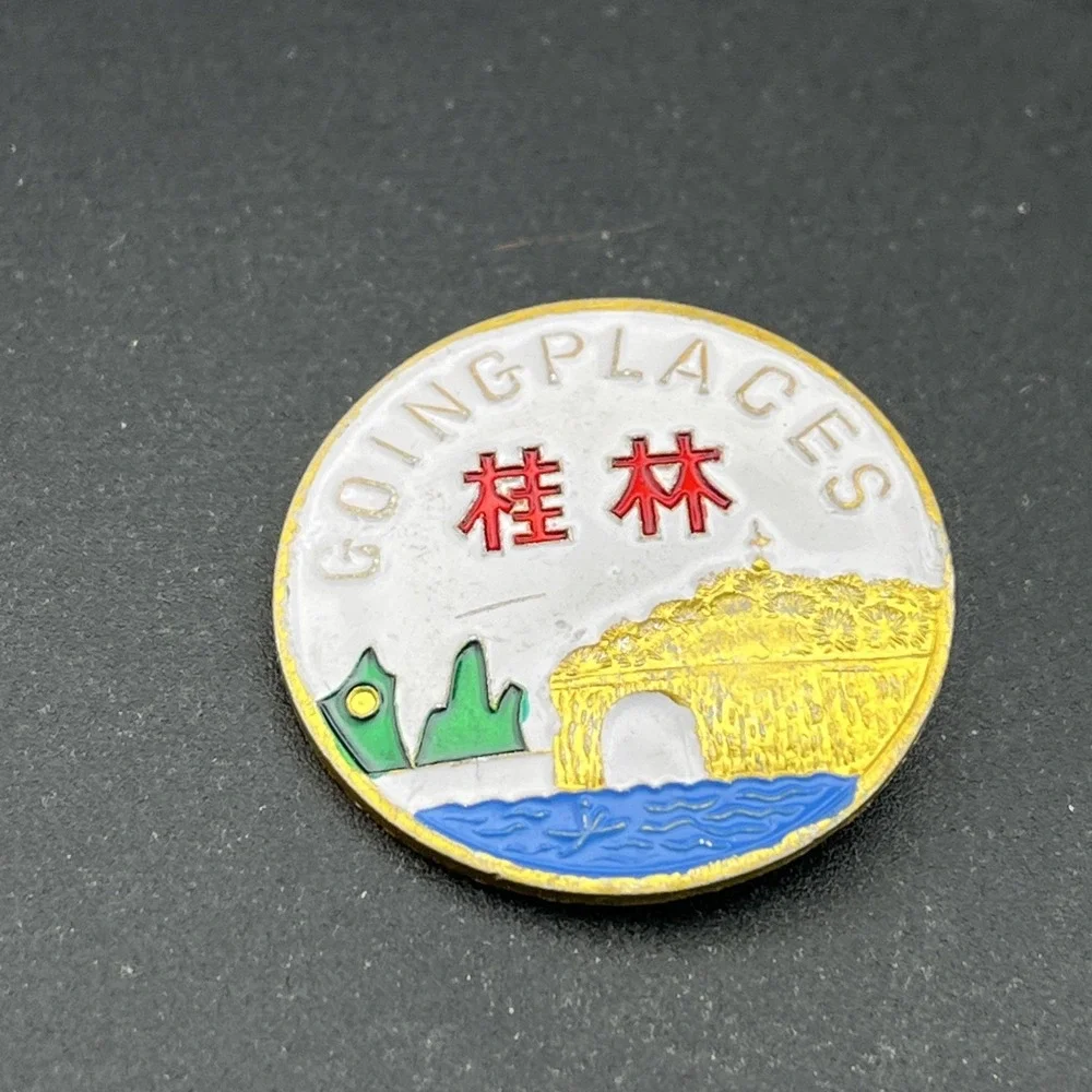 Vintage Guilin China Going Places Souvenir Lapel Hat Pin